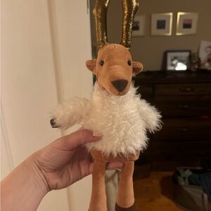 Jellycat Devine Reindeer with Gold Antlers